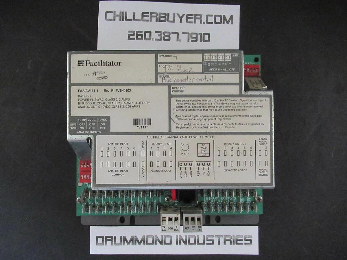 Used JOHNSON CONTROLS FACILITATOR HVAC CONTROL FA-VAV111-1 REV B **WARRANTY**