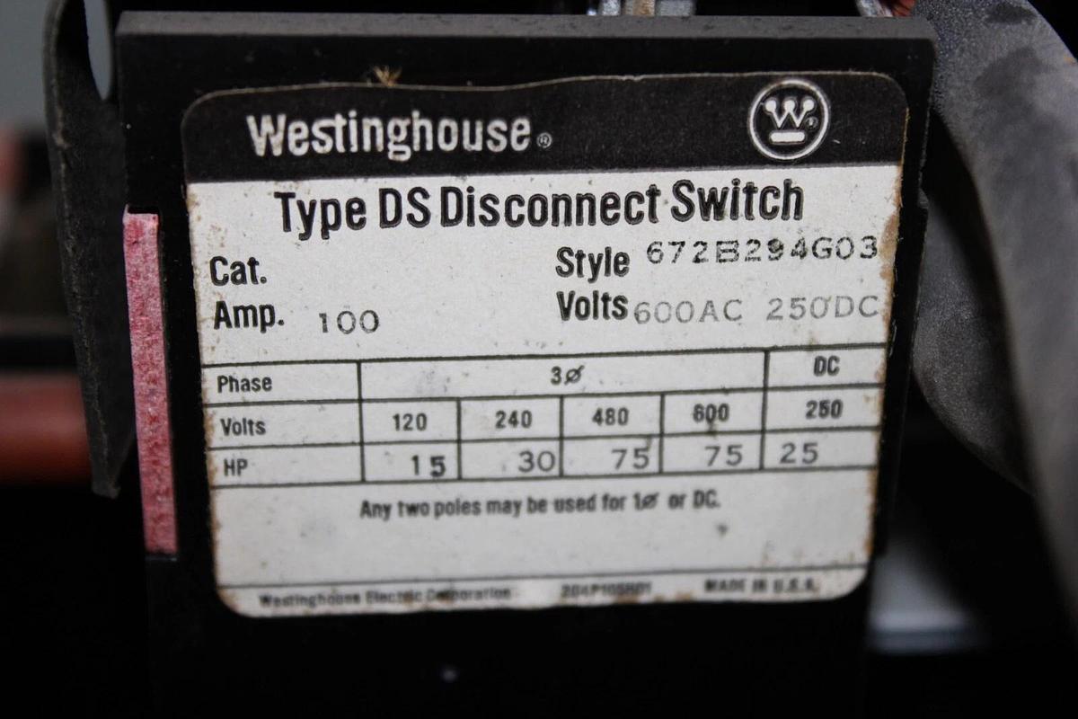 Used WESTINGHOUSE TYPE W MOTOR CONTROL BUCKET 24" SIZE 3 STARTER 90 AMP W/ DOOR