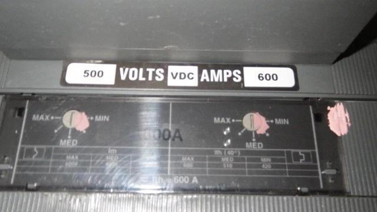 Used ABB D/C BREAKER SACE S6 600 AMP, 600 VAC 500 VDC W/ 600 AMP TRIP, 2 POLE