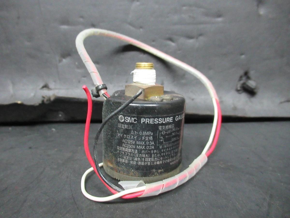 Used SMC PRESSURE GAUGE W/ SWITCH GP46 0-1 MPA 125/250 VOLT 0.3/0.2 AMP