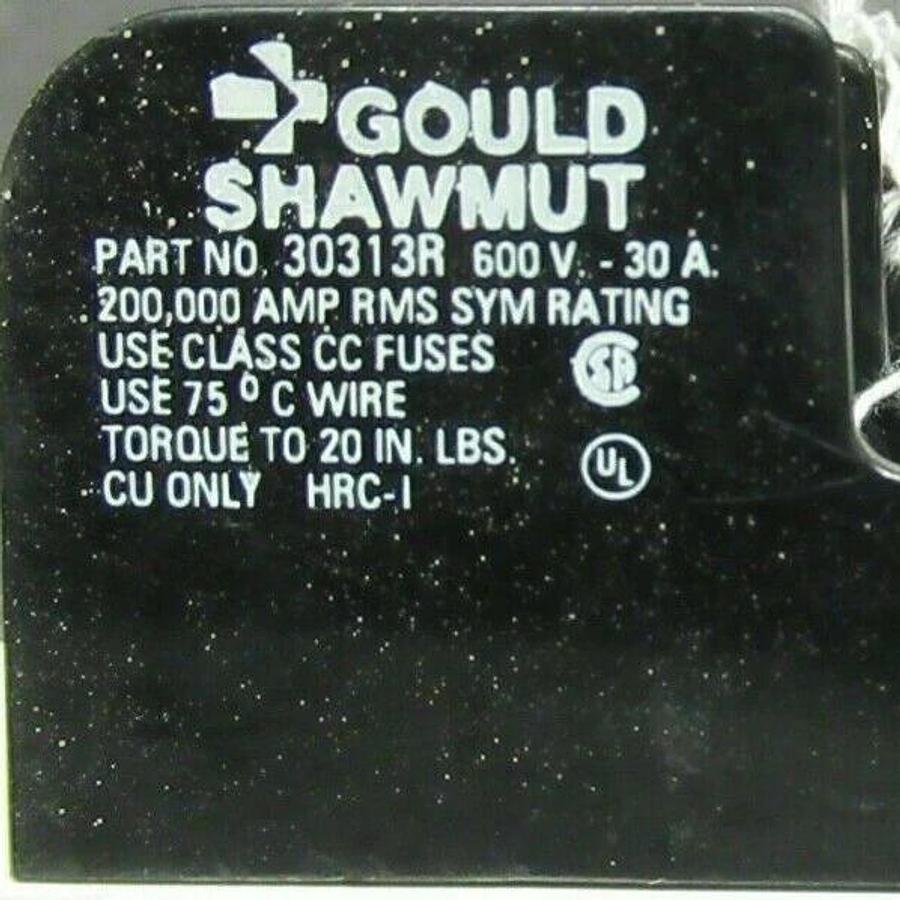 Used GOULD SHAWMUT FUSE HOLDER 30313R FOR 30 AMP 600 V CLASS CC FUSES **WARRANTY**