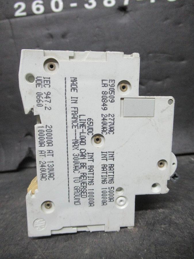 Used MERLIN GERIN SINGLE POLE BREAKER 24118 MULTI 9 C60N 16A-TYPE B 277 VAC