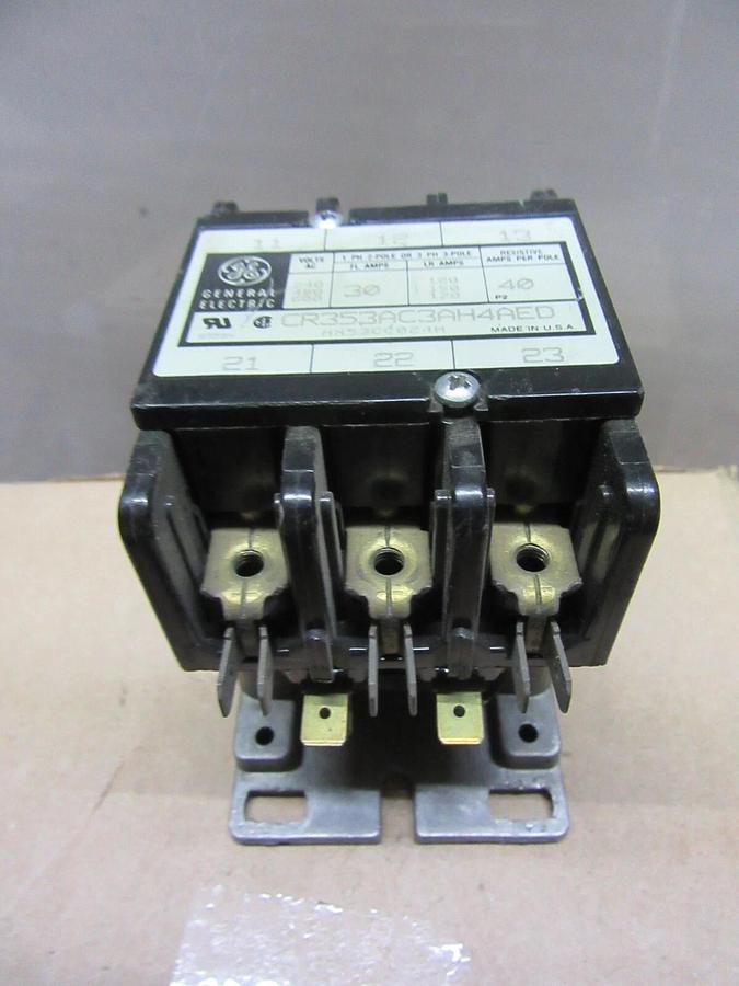 Used GE CONTACTOR CR353AC3AH4AED 600 VAC 30 AMP 3-POLE 3-PHASE COIL: 24 VOLT
