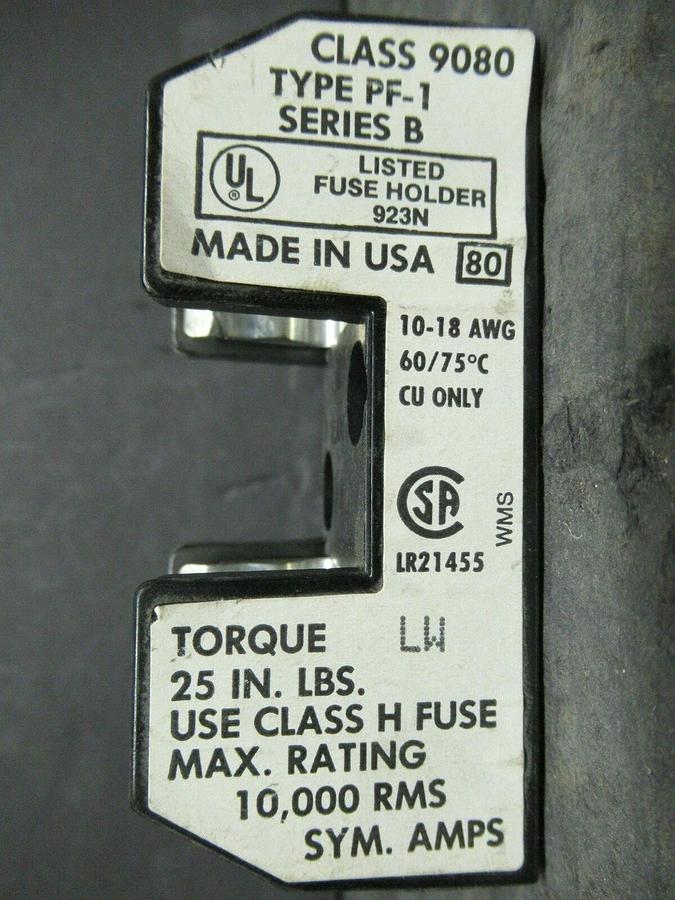 Used LOT OF 4 SQUARE D FUSE HOLDER 9080 PF-1 FOR 30 AMP 250 V CLASS H FUSES ONLY