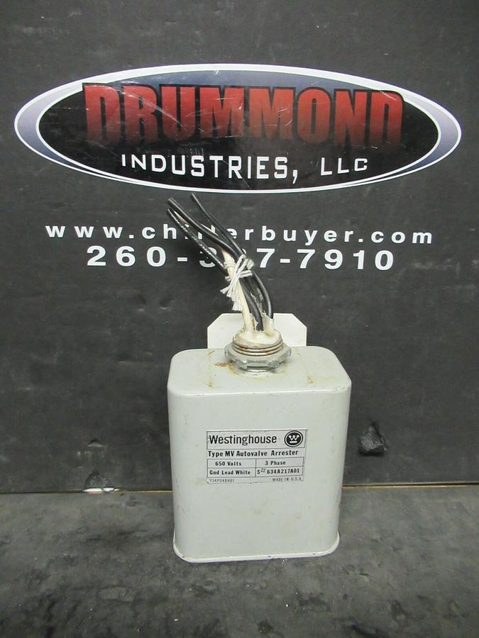 Used WESTINGHOUSE TYPE MV AUTOVALVE ELECTRIC SURGE ARRESTER 650 VAC 3 PHASE SUPRESSER