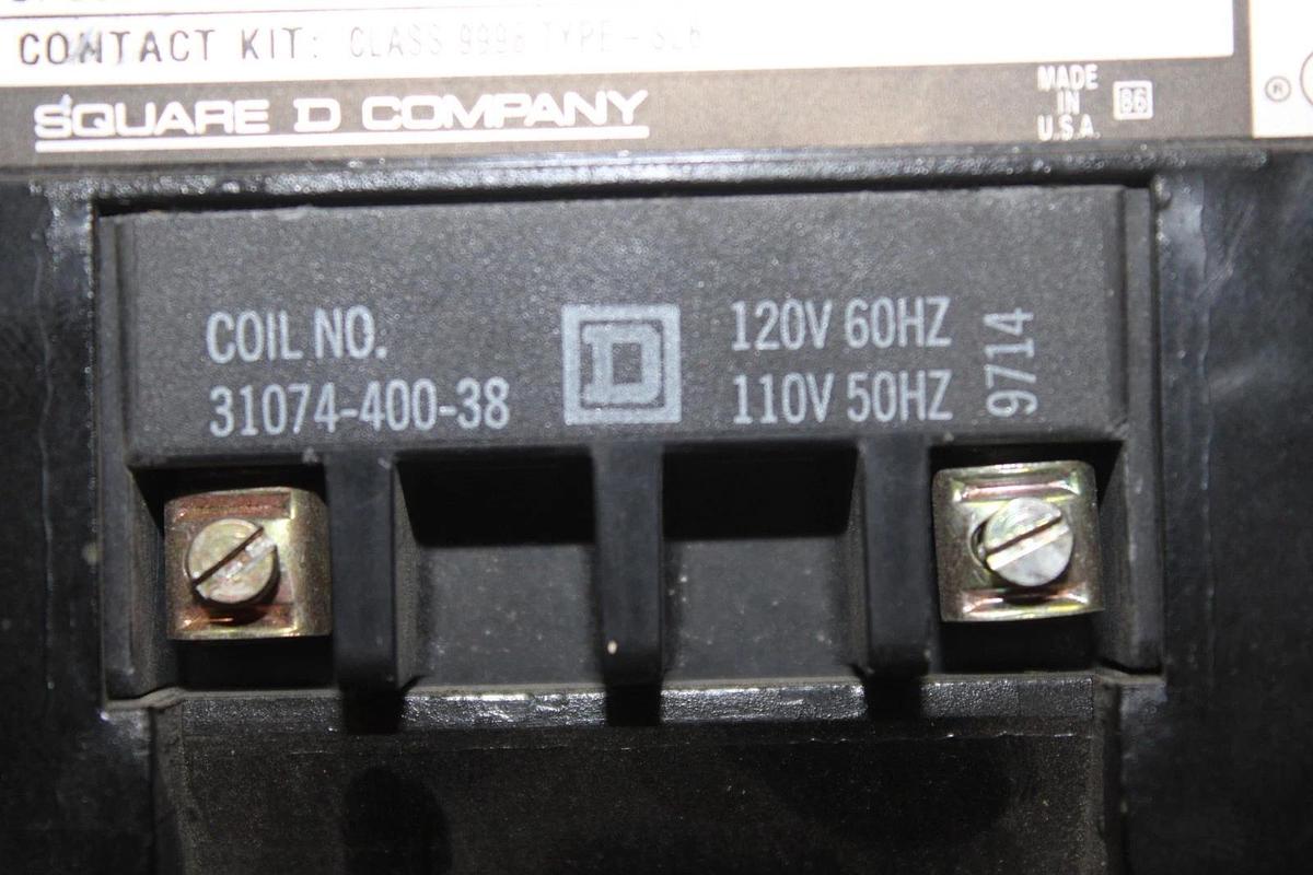 Used SQUARE D CONTACTOR 8502SE01 SINGLE PHASE 240 VAC 15 HP COIL: 110/120V
