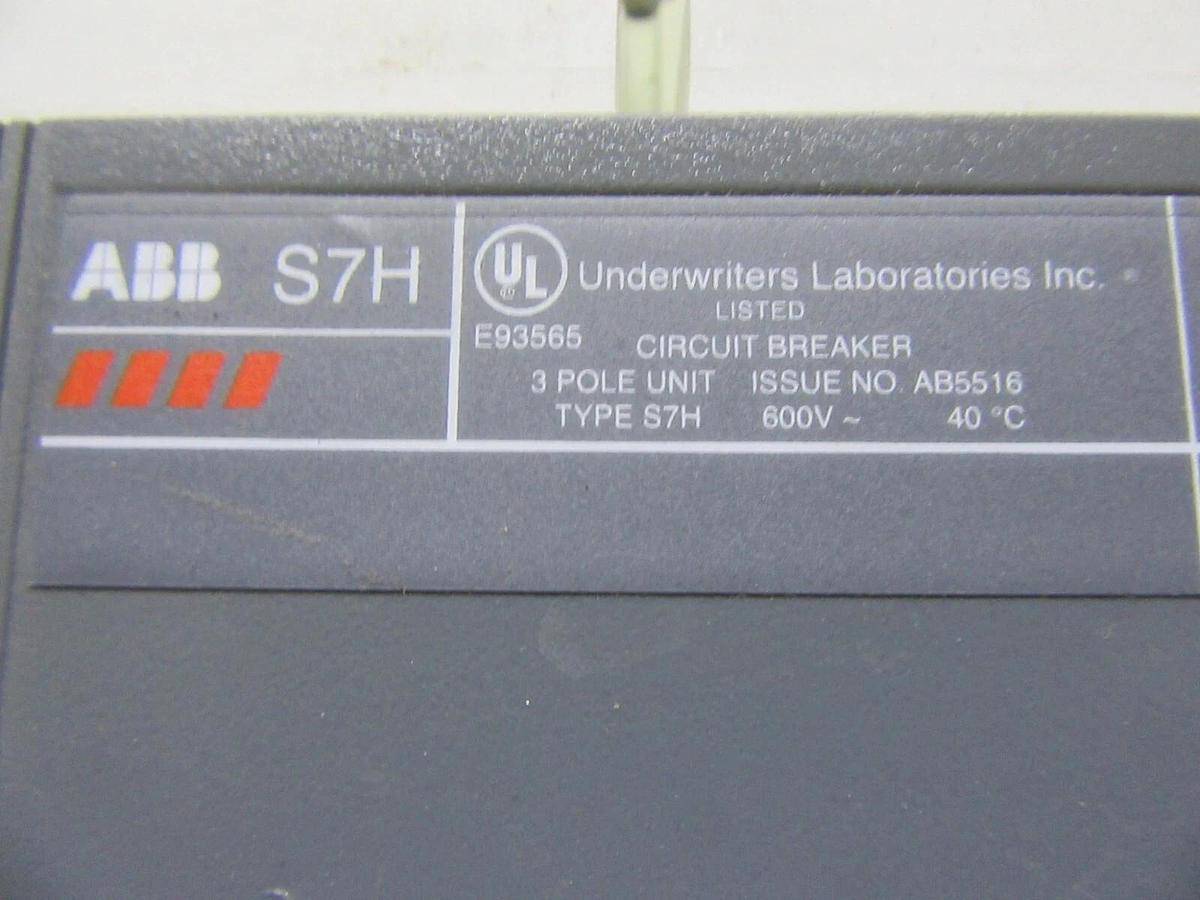Used ABB CIRCUIT BREAKER SACE S7 S7H 1000 AMP 600 VAC W/ AUXILIARY SWITCH & SHUNT