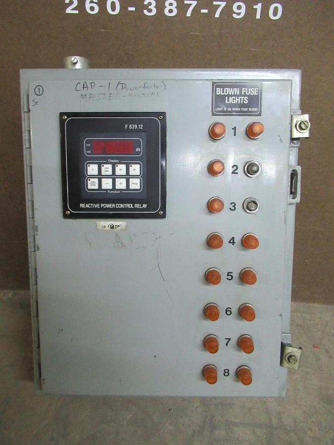 Used FRAKO REACTIVE POWER RELAY FUSE MONITOR CABINET F-839.12 SI77-412-2750