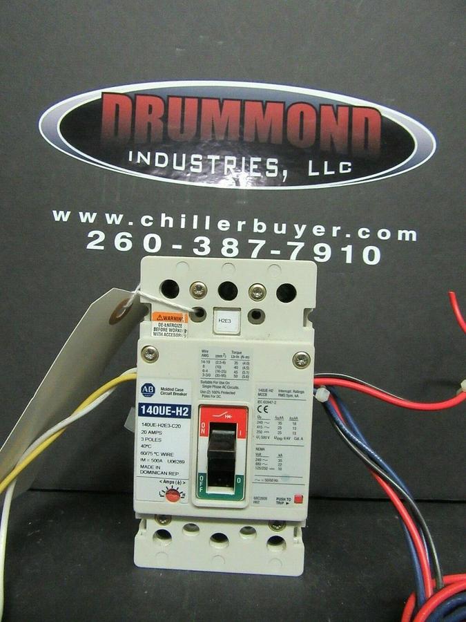Used 20 AMP ALLEN BRADLEY BREAKER 140UE-H2E3-C20 3 POLE 480 VAC