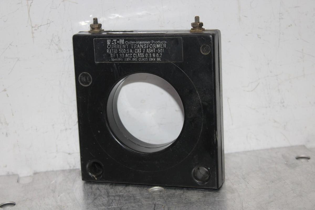 Used EATON CURRENT TRANSFORMER 7-ASHT-501 500:5A 50-400 HZ **WARRANTY**