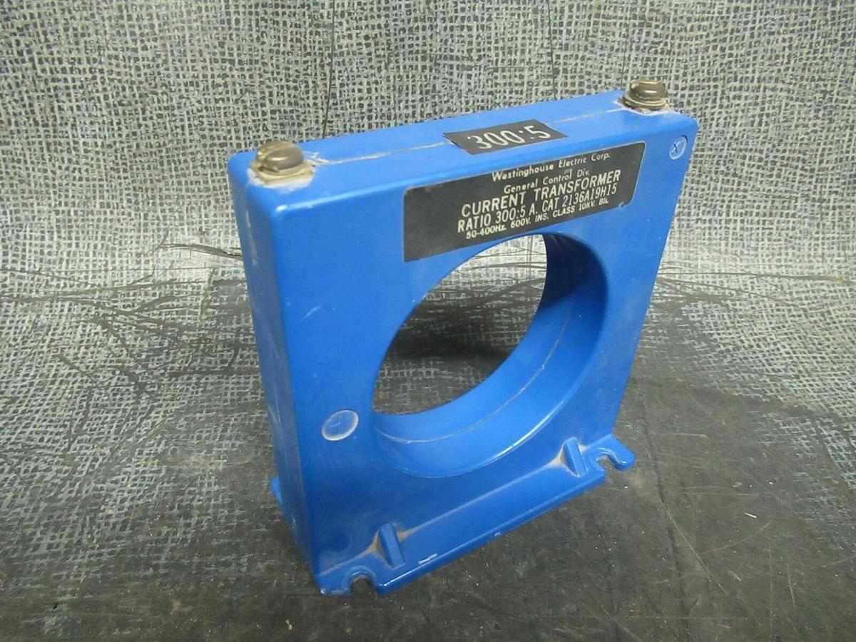 Used WESTINGHOUSE CURRENT TRANSFORMER 2136A19H15 RATIO: 300:5A 50-400 HZ 600 V