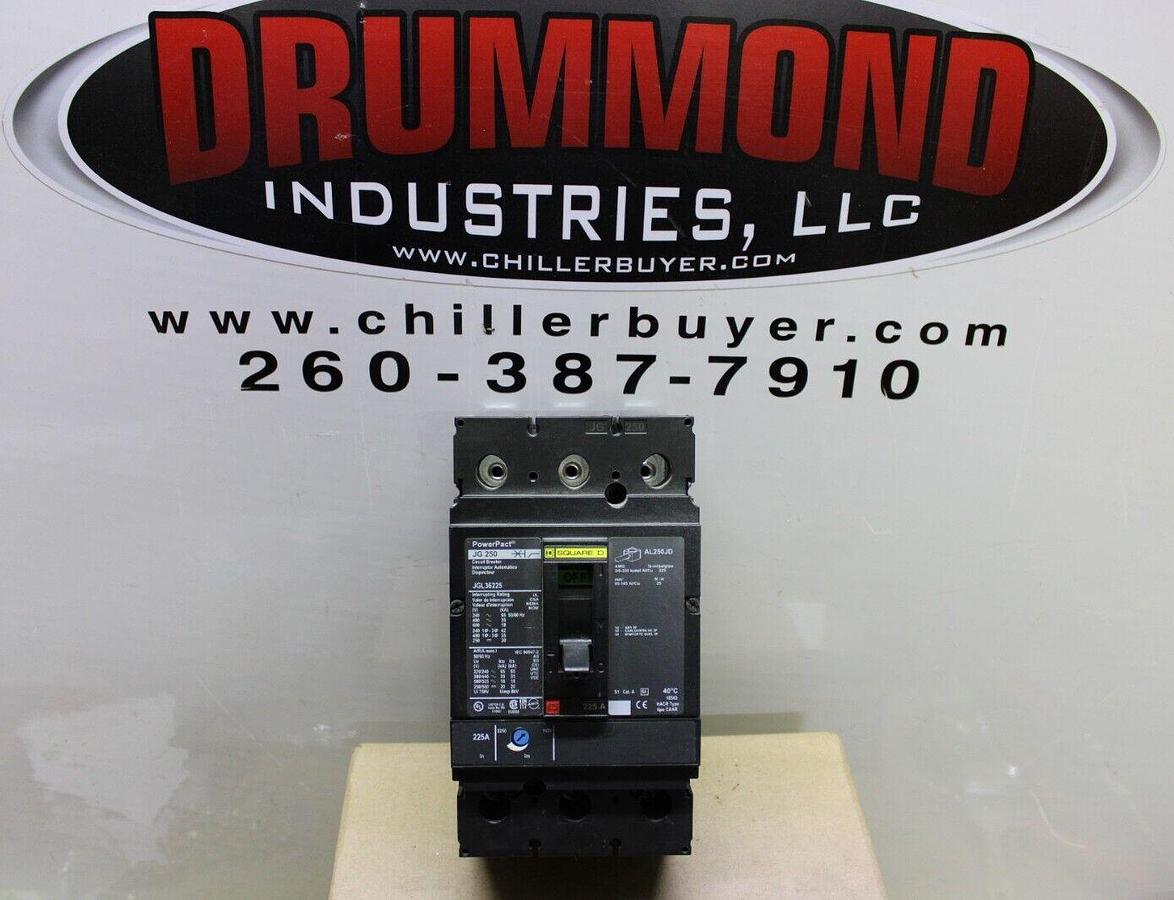 Used SQUARE D POWERPACT BREAKER JGL36225 225 AMP 3-POLE 600 VAC JG-250