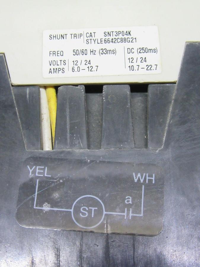 Used CUTLER HAMMER DC CIRCUIT BREAKER HKDDC3400F 400A 600 VDC 3-POLE W/ AUX & SHUNT