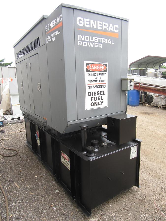 Used 48 KW DIESEL GENERATOR GENERAC 120/240 V FPT 366 HRS SOUND ENCLOSED VIDEO 50 KW