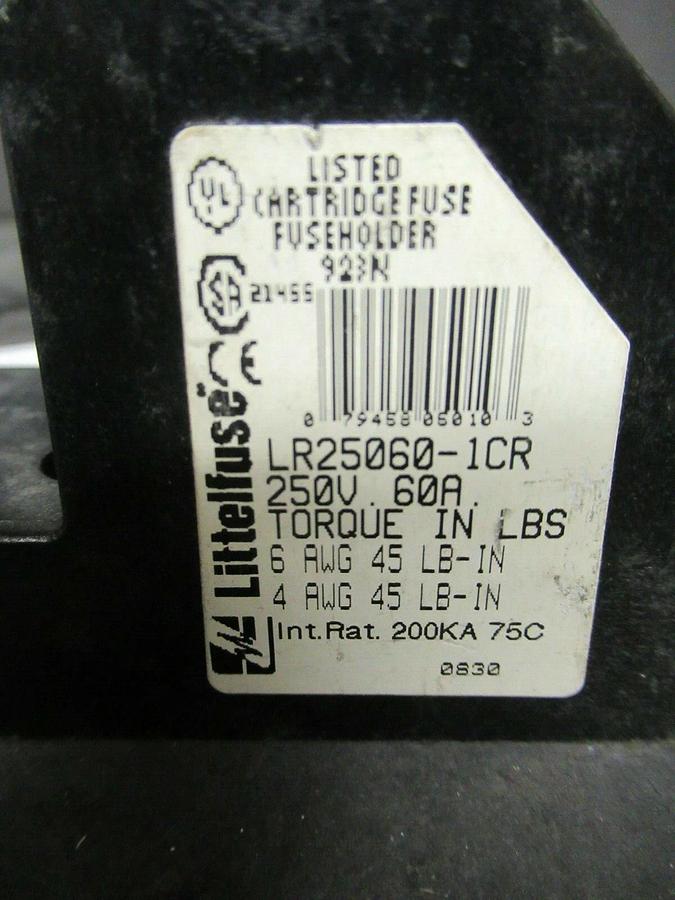 Used LITTELFUSE FUSE HOLDER LR25060-1CR FOR 60 AMP 250 V FUSES **WARRANTY**