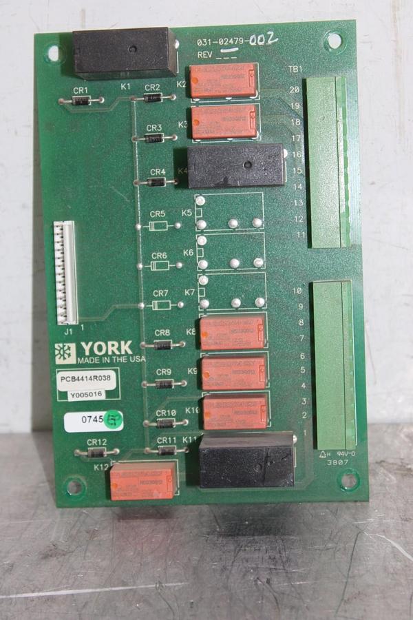 Used YORK CONTROL RELAY CIRCUIT BOARD 031-02479-002 Y005016 **WARRANTY INCLUDED**