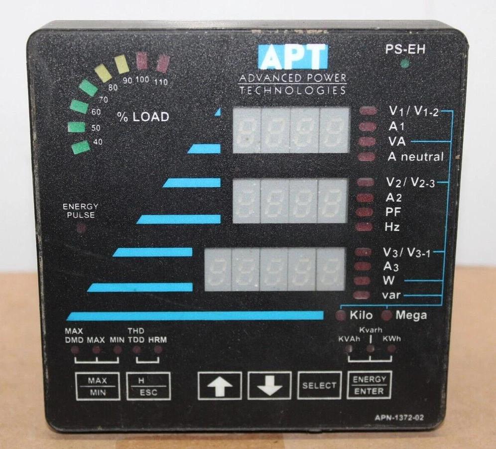 Used ADVANCED POWER TECHNOLOGIES DISPLAY APN-1372-02 9VA 265VAC LOAD VOLTAGE MONITOR