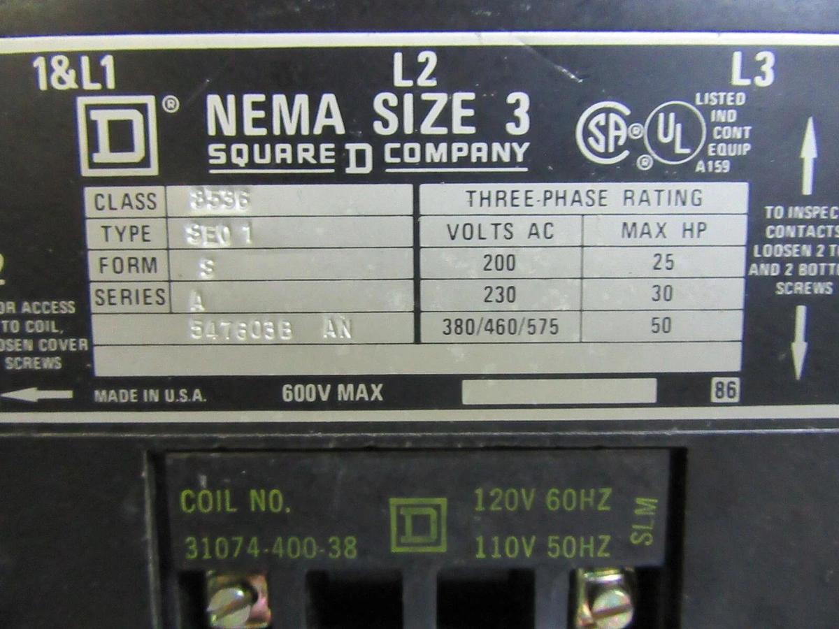 Used SQUARE D MCC FUSIBLE STARTER BUCKET 18" MODEL: 4 NEMA 3 W/8536-SEO1