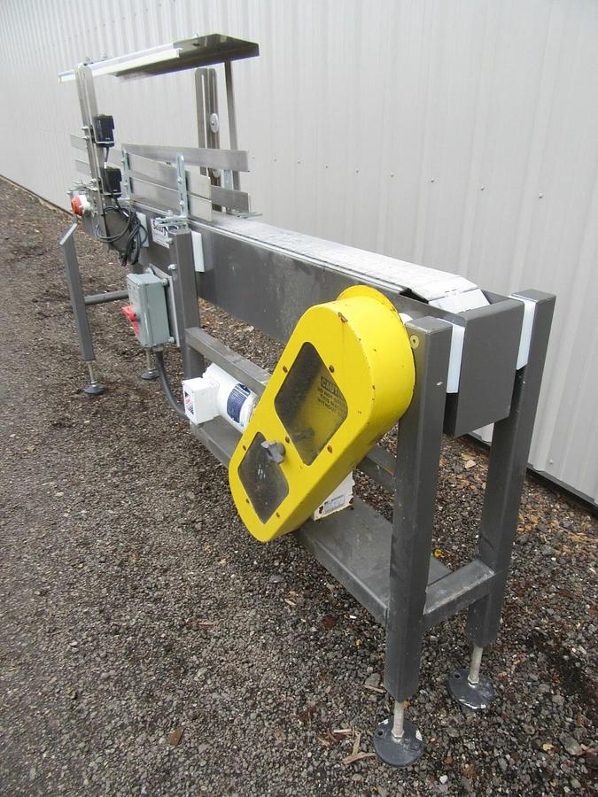 Used 4 1/2"  X 80" LONG SENTRY PLASTIC BELT BOTTLE CONVEYOR 1 HP 230/460 V 3 PH