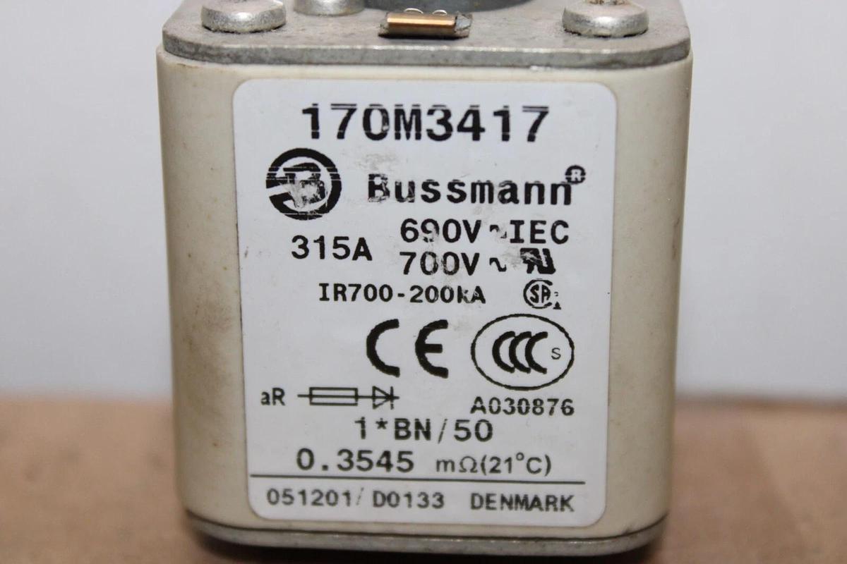 Used LOT OF 3 BUSSMANN FUSE 170M3417 315 AMP 700 VAC **WARRANTY INCLUDED**