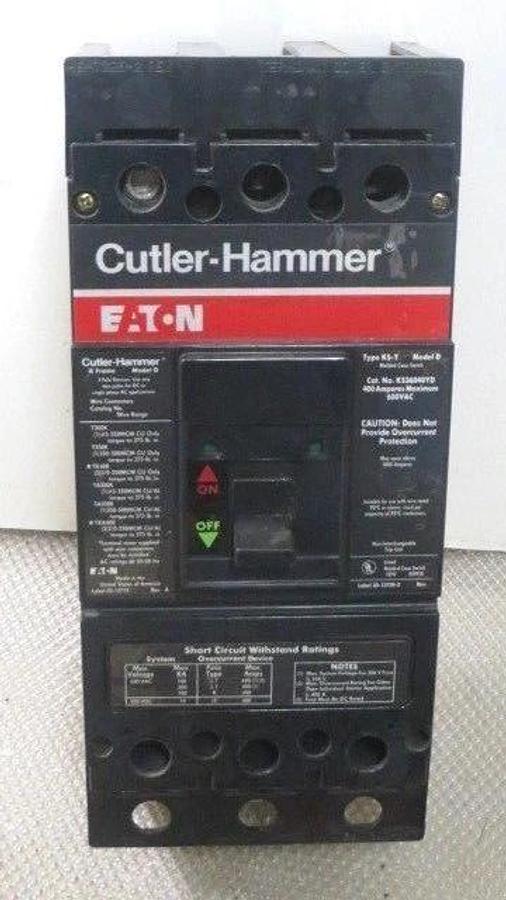 Used CUTLER HAMMER KS-Y BREAKER 400 AMP 600 VAC 3 POLE MODEL KS36040YD **WARRANTY**