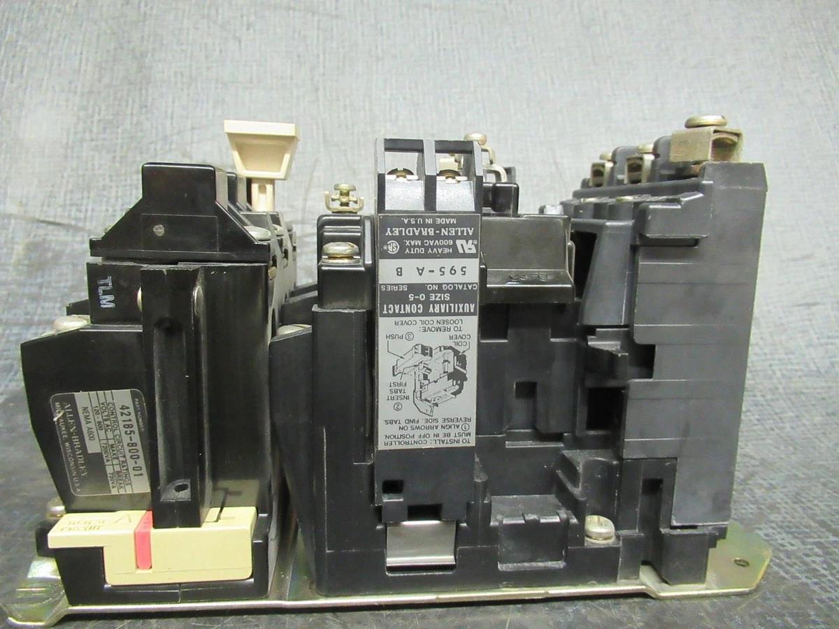 Used ALLEN-BRADLEY STARTER 509-A0D NEMA 0 600V 18A 5HP W/ 42185-800-01 OVERLOAD
