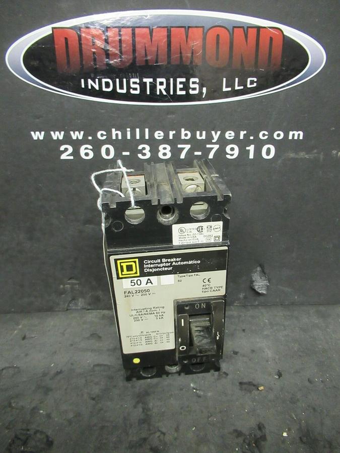 Used SQUARE D BREAKER FAL22050 50 AMP 240 VAC 2 POLE W/ LUGS **WARRANTY**