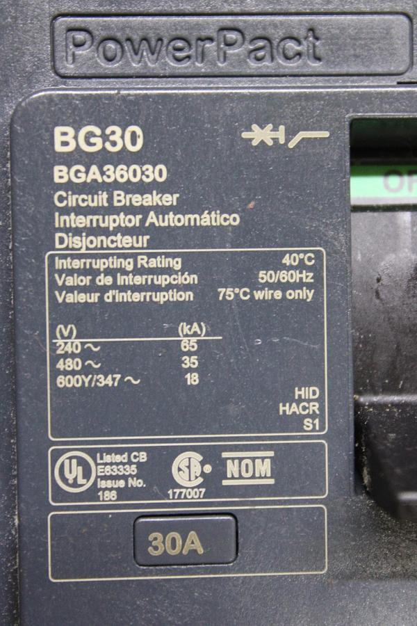 Used SQUARE D I-LINE CIRCUIT BREAKER FA34100 SERIES 2 100 AMP 480 VAC 3-POLE