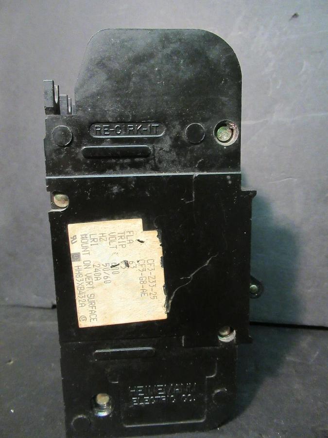 Used HEINEMANN AIRPAX CIRCUIT BREAKER CF3-Z33-25 63 AMP 600 VAC CF3-G8-AE