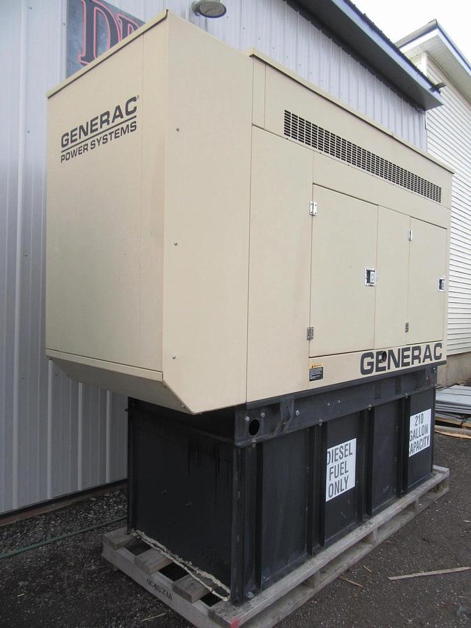 Used 60 KW DIESEL GENERATOR GENERAC 120/240 VOLT ONLY 500 HRS SOUND ENCLOSED VIDEO