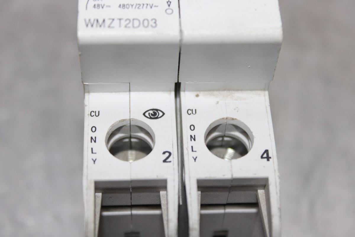 Used EATON CIRCUIT BREAKER WMZT2D03 2-POLE 3 AMP 277/480 VAC AM47E