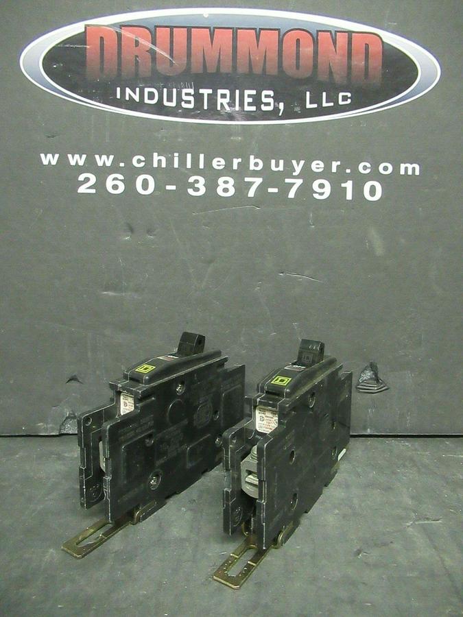 Used LOT OF 2 15 AMP SQUARE D SINGLE POLE BREAKERS 120/240 VAC