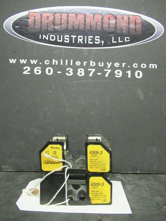 Used LOT OF 2 BUSSMANN FUSE HOLDER H25030-1P FOR 30 AMP 250 V FUSES