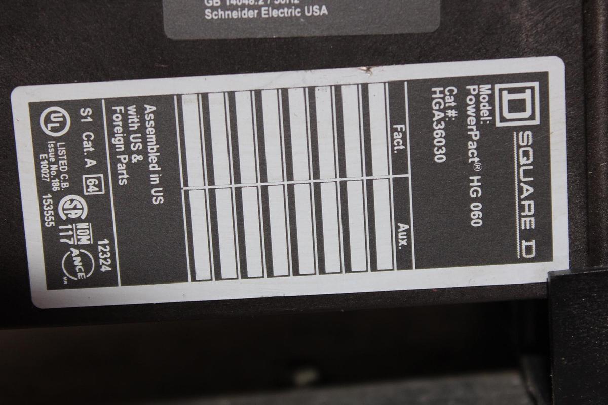 Used SQUARE D POWERPACT I-LINE CIRCUIT BREAKER BGA360340 40 AMP 600 VAC 3-POLE