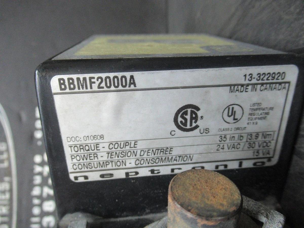 Used NEPTRONIC ACTUATOR BBMF2000F 24 VAC 15 VA 35 IN/LB W/ 6BV-A VALVE 501203 1.5 NPT