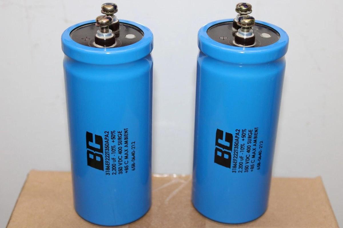 Used LOT OF 2 BC CAPACITORS 3186EF222T350APA2 2200uF 350VDC **WARRANTY INCLUDED**