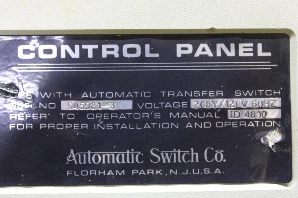 Used ASCO AUTOMATIC TRANSFER SWITCH CONTROL PANEL 945981-3 208/120V 60 HZ ID-4800