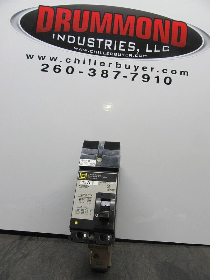Used SQUARE D I-LINE CIRCUIT BREAKER FA26015BC 2-POLE 15 AMP 600 VAC **WARRANTY**