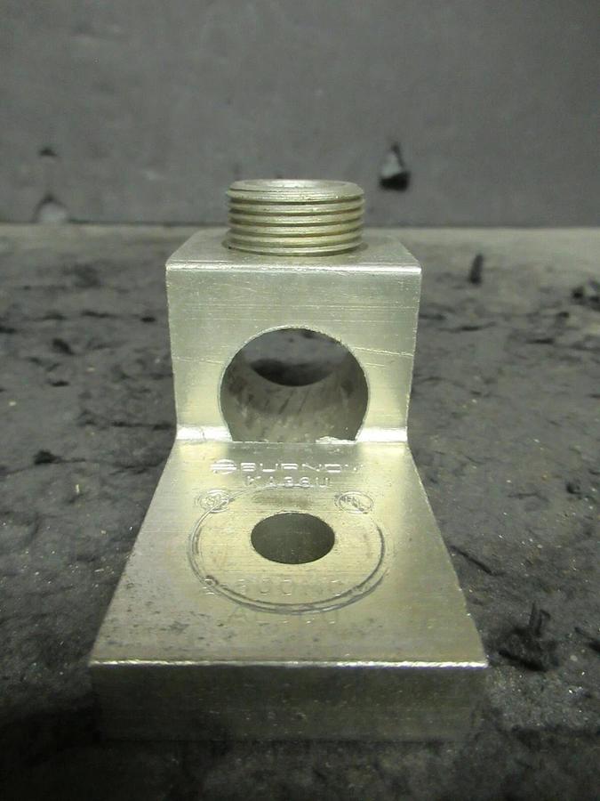 Used (3) QTY BURNDY KA36U 1 (SINGLE) BARREL MECHANICAL CONNECTOR LUG TAP 600 MCM - 2