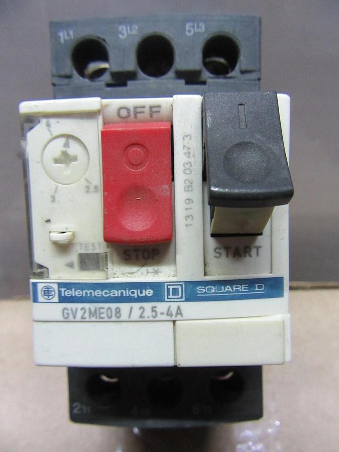 Used LOT OF 2 SQUARE D MANUAL MOTOR STARTER GV2ME08 2.5-4 AMP 600 VAC 3 HP