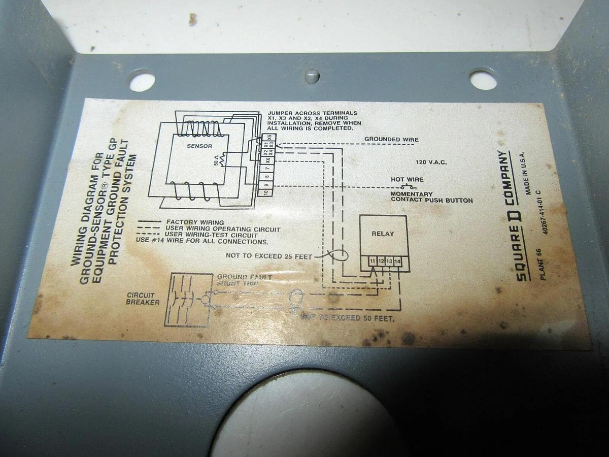 Used SQUARE D GP-200B TYPE GP GROUND FAULT RELAY 24 VAC INPUT 200 - 1200 AMPS SENSOR