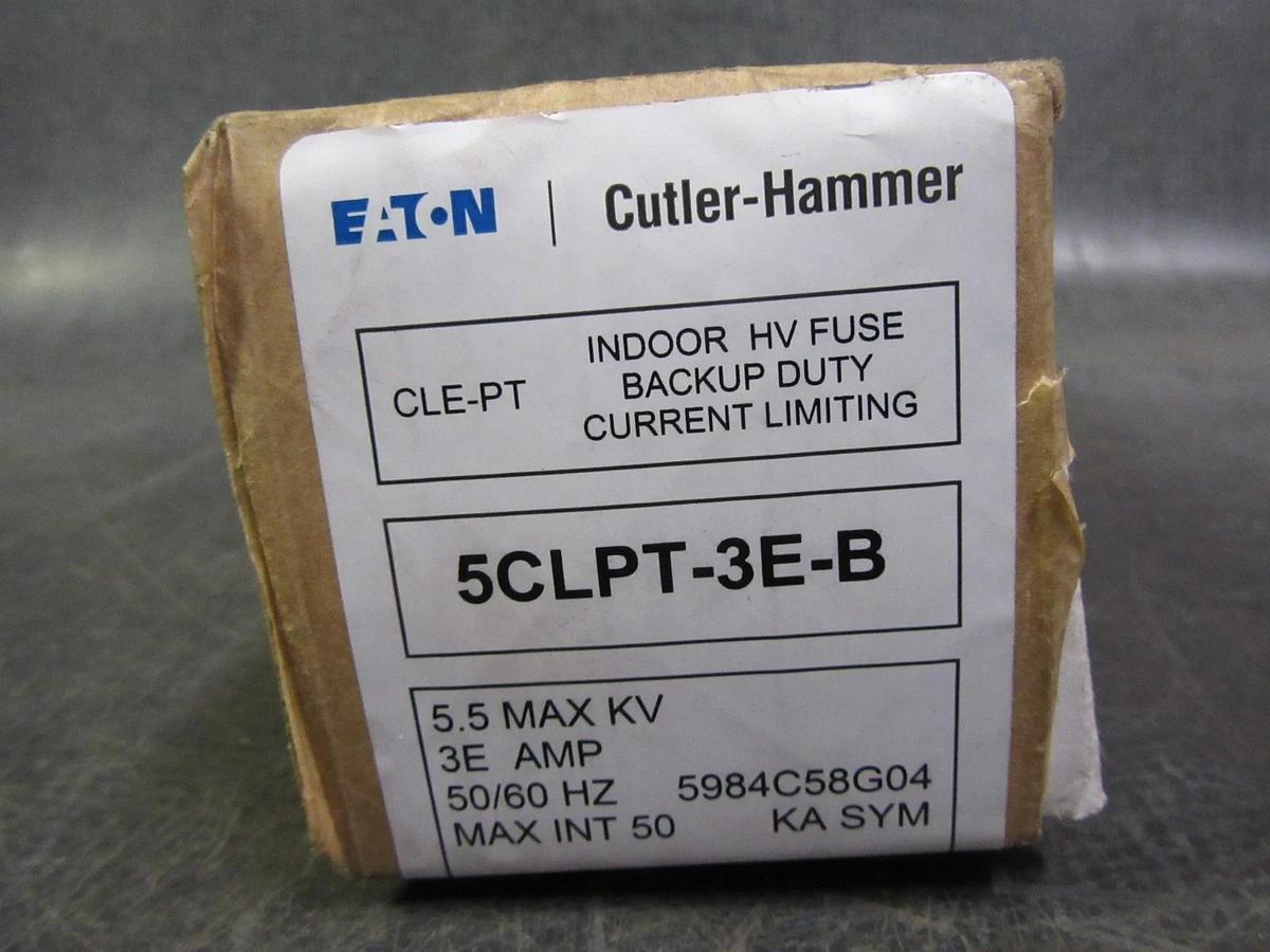 Used EATON/CH INDOOR HV FUSE-CLE-PT 5.5 kV 3E A NIB 5CLPT-3E-PT MEDIUM 3A 3 AMP