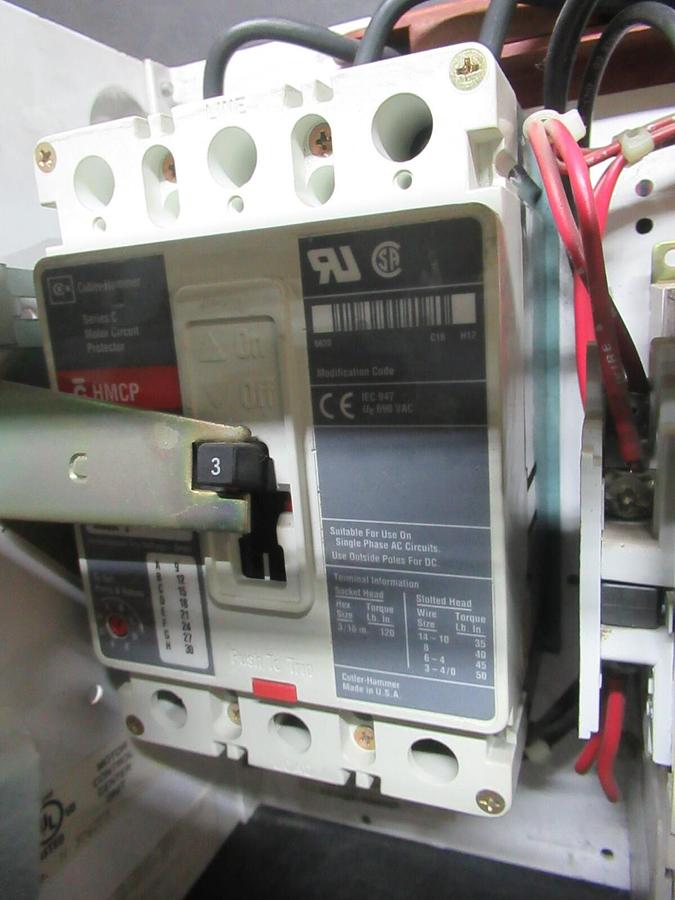 Used CUTLER HAMMER MOTOR STARTER CONTROL BUCKET MODEL: 2100 12" NEMA SIZE 1 3 AMP