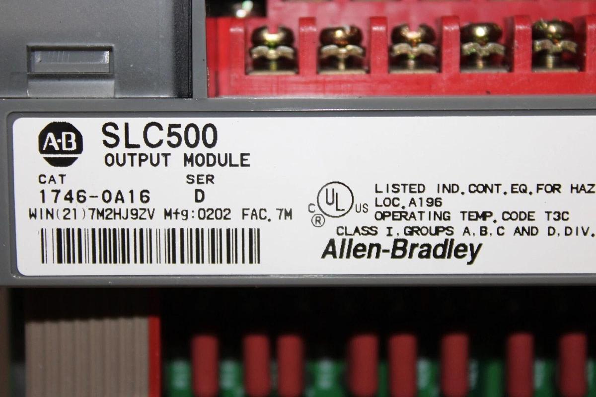 Used ALLEN BRADLEY SLC-500 OUTPUT MODULE 1746-OA16 SER. D  **WARRANTY**