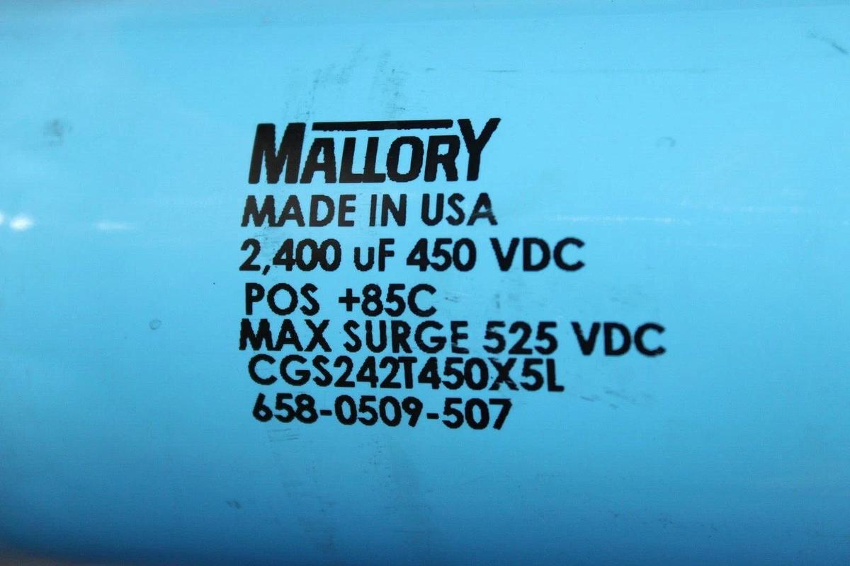 Used LOT OF 2 MALLORY CAPACITOR 2400 uF 450 VDC CGS242T450X5L 658-0509-507 *WARRANTY*