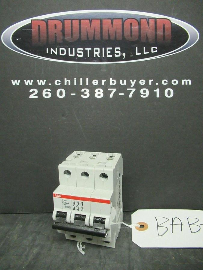 Used 25 AMP ABB BREAKER S203-K25 400 VAC 3 POLE **WARRANTY INCLUDED**