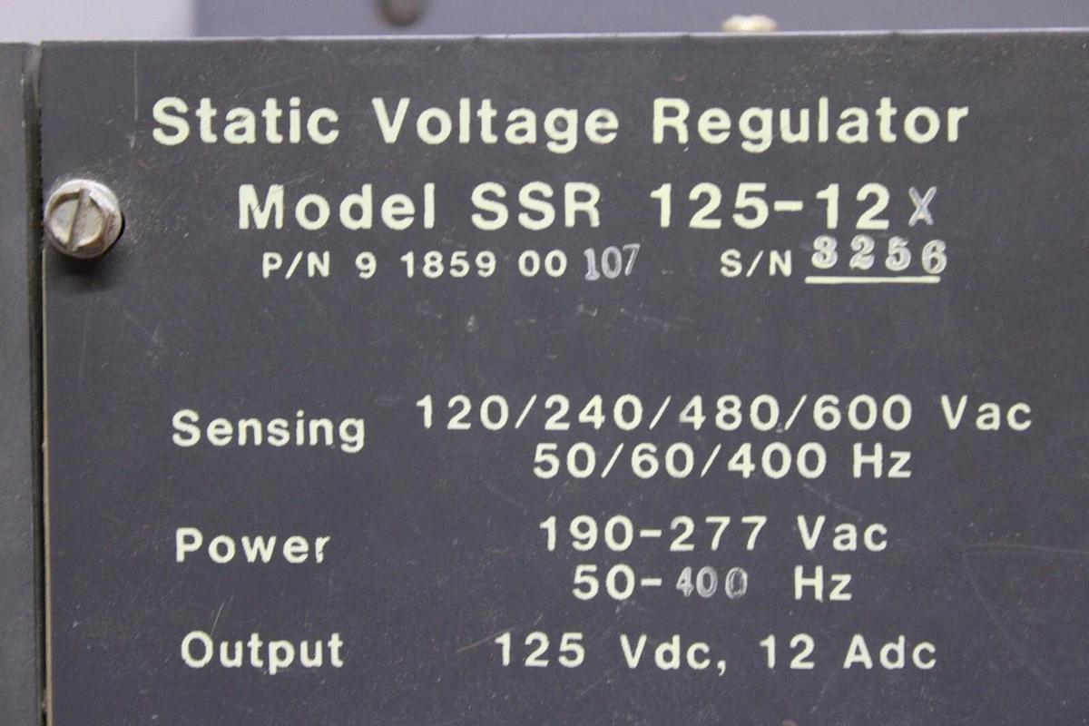 Used BASLER STATIC VOLTAGE REGULATOR SSR 125-12X 9-1859-00-107 600 VAC 400 HZ