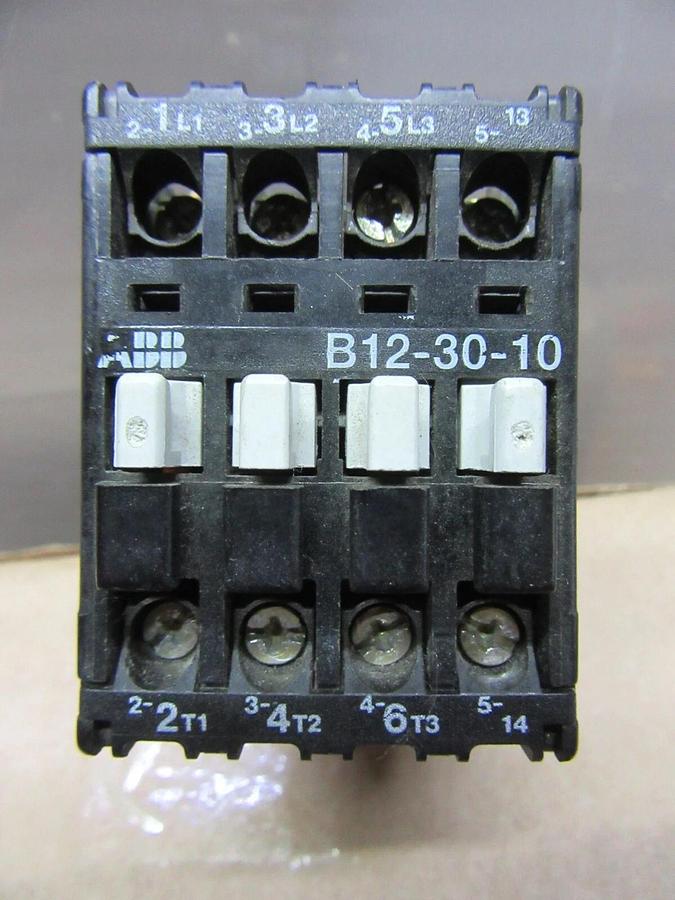 Used ABB CONTACTOR B12-30-10 600 VOLT 21 AMP 10 HP 3-PHASE 3-POLE COIL: 110/120 VOLT