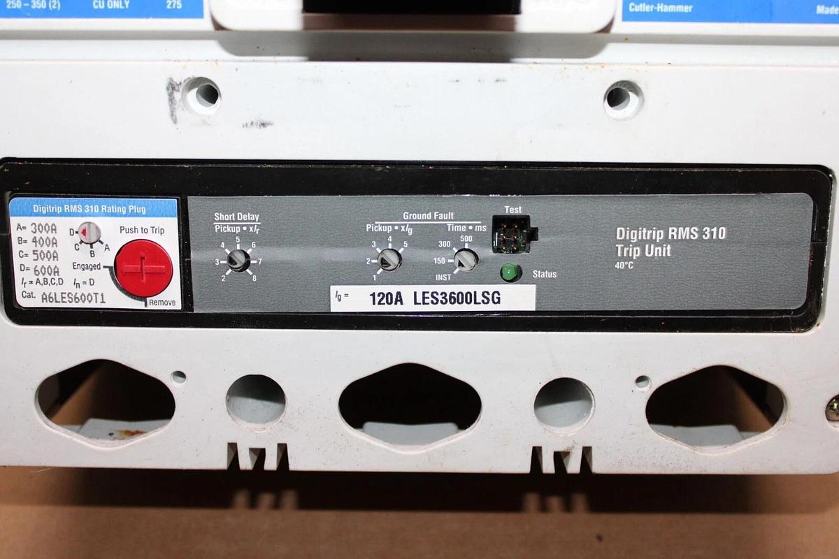 Used CUTLER HAMMER CIRCUIT BREAKER LD3600F 600 AMP 3-POLE 600 VAC LD-35K