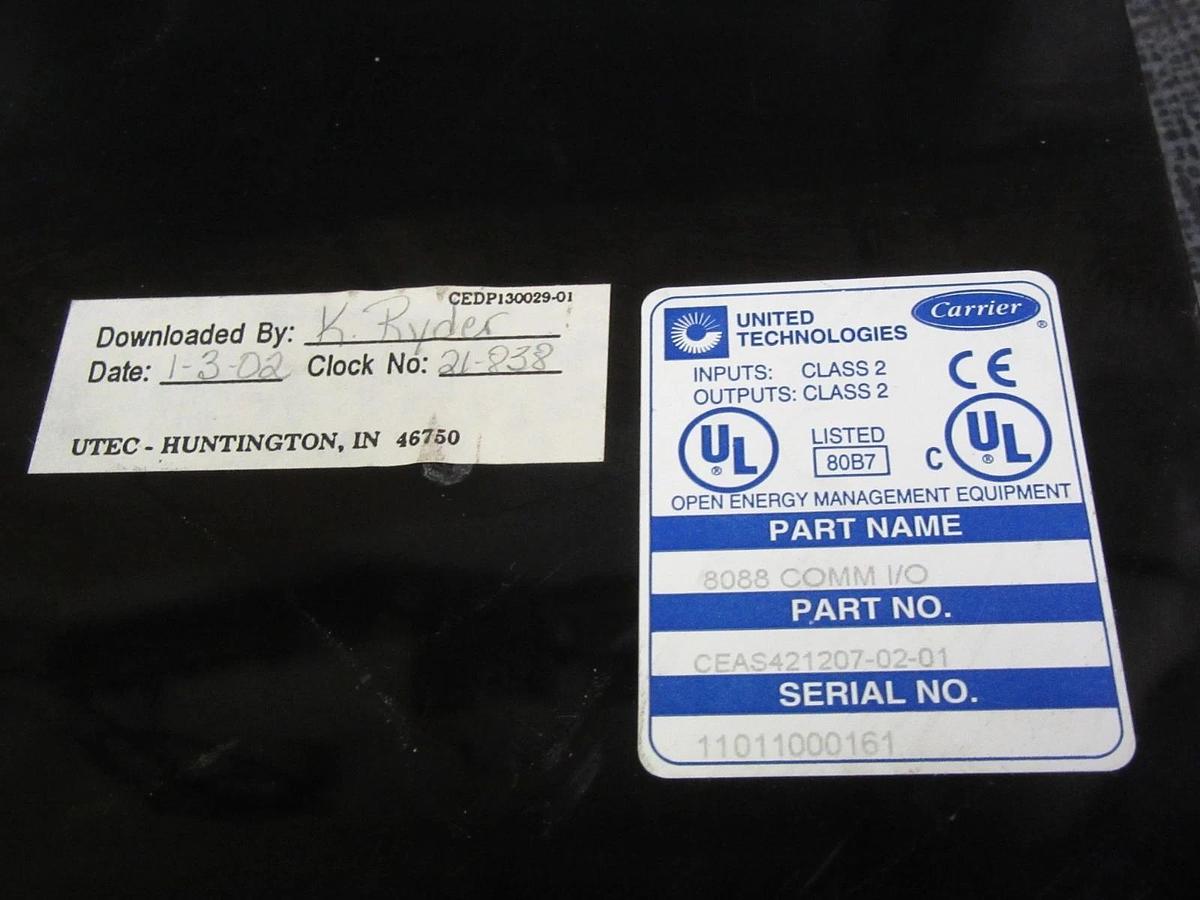 Used CARRIER PSIO 8088 COMM I10 MODULE CEAS421207-02-01 CEPL130202-01